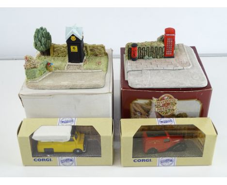 A pair of resin dioramas by CLASSIC HERITAGE COMPANY including a boxed CORGI van with each model - VG in G boxes (2)