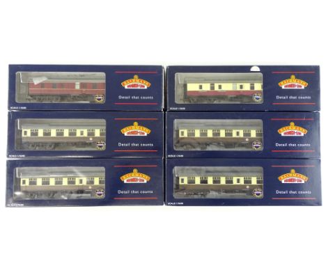 A group of BACHMANN BR Mark 1 passenger coaches in Western Region brown/cream and other liveries - G/VG in G/VG boxes (graffi