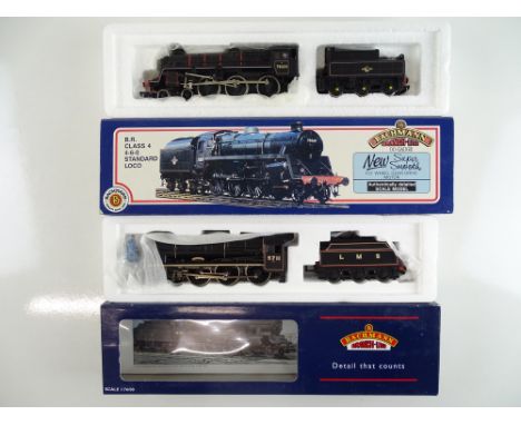 A pair of BACHMANN steam locomotives comprising a Jubilee Class 'Courageous' in LMS black together with a Standard Class 4 in