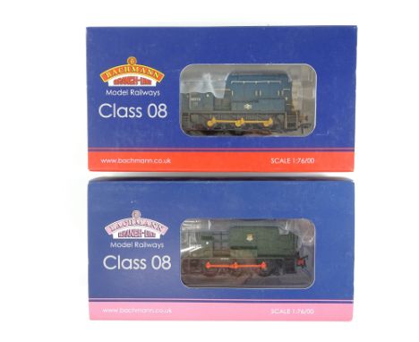 A pair of BACHMANN Class 08 diesel shunting locos in BR blue and green liveries - VG in G/VG boxes (2)