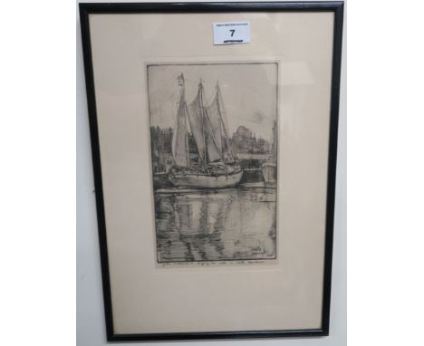 A signed print by Charles Napier, John Williams, drying her sails in Leith Harbour Condition Report: Available upon request