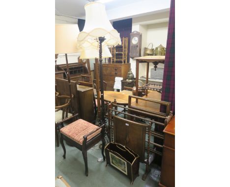 A piano stool, standard lamp airer etc Condition Report: Available upon request