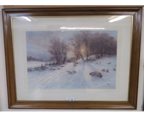 A large J Farquharson print, "The day was sloping towards his western bower", two prints by James McIntyre, Jamaica Bridge an