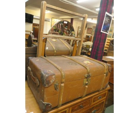 A wood bound trunk and a clothes airer (2) Condition Report: Available upon request