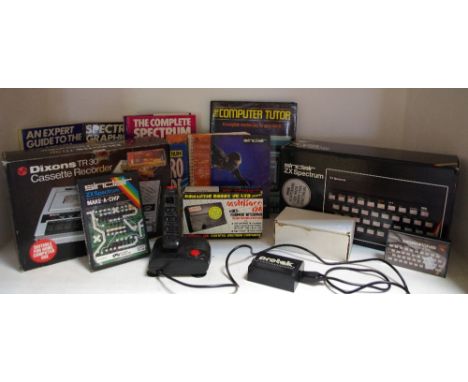 Retro computing - a Sinclair ZX Spectrum 48K Personal Computer, instructions, boxed; Horizons Software starter pack; a Romant