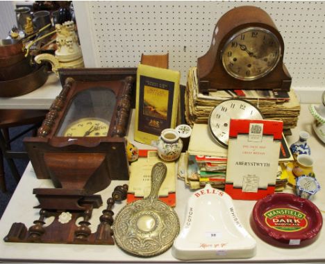 Boxes &amp; Objects - an Art Deco oak mantel clock, trio holes;  an early 20th century mahogany Vienna wall clock (for restor
