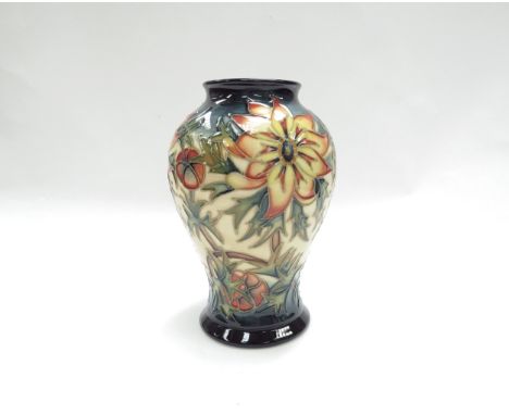 A Moorcroft Spike pattern vase designed by Nicola Slaney, dated 18.4.98, 16cm tall, boxed