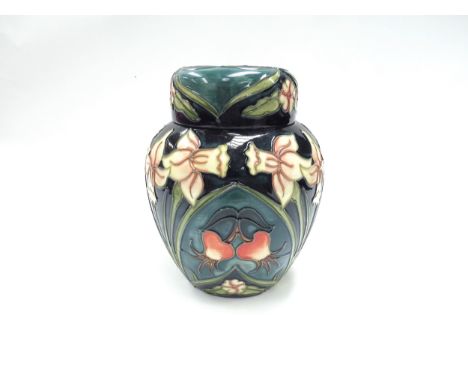 A Moorcroft Carousel pattern lidded ginger jar numbered 1273, WM monogram to base, second, 165cm tall, boxed
