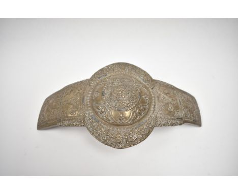 An Ottoman Empire hand-forged belt buckle in three separate pieces