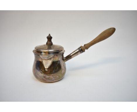 A George III John Emes silver brandy warmer with detachable domed lid which has a hinged projection for covering the spout, w