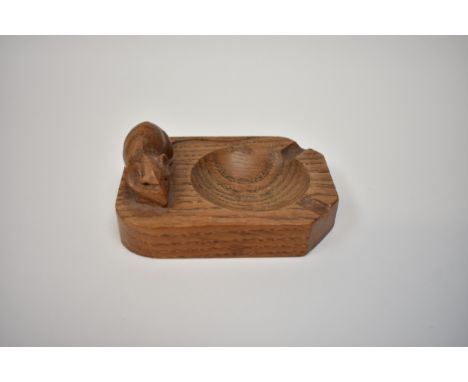 A Robert Thompson "Mouseman" ashtray, small chip to ear, 4.5cm x 10cm x 7.6cm