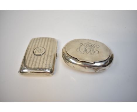 A Horton &amp; Allday silver tobacco case, monogrammed, Birmingham 1907 (dented) and a silver engine-turned cigarette case wi
