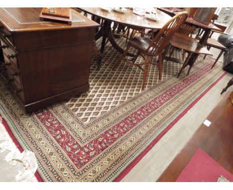 A Turkish Tabris super rug 100% wool discolouration present, approx 390cm x 300cm