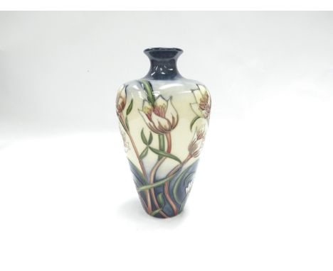 A Moorcroft Snowdon Lily pattern vase, designed by Rachel Bishop, 46/200, 16cm tall, boxed