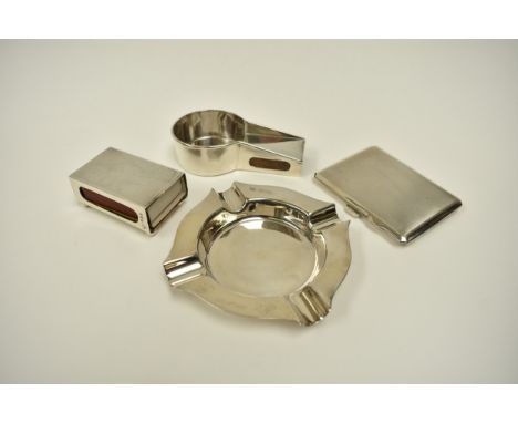 Silver smoking related items including Asprey London combined match striker and ashtray (marks rubbed).  W.T. Toghill &amp; C
