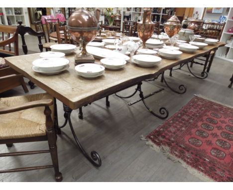 From the estate of Bernard Hill (Lord of the Rings/ Titanic) a large sawn oak table commissioned by Bernard in 2010 and craft