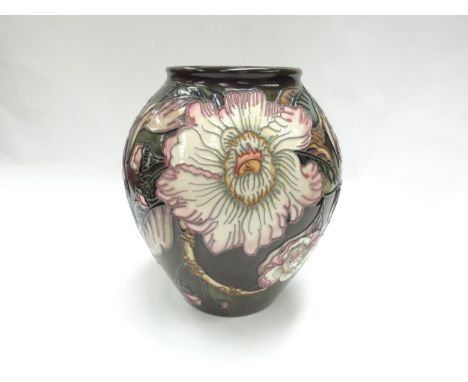 A Moorcroft Gustavia Augusta pattern vase designed by Debbie Hancock, Moorcroft Design Studio, 21cm tall