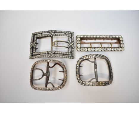 Four Georgian foil-back paste shoe buckles