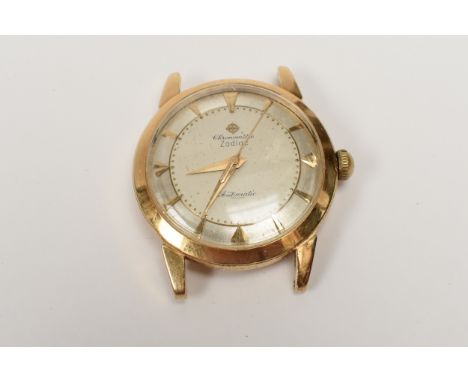 A French 18ct gold cased Zodiac automatic gents chronometre watch, with baton hour marks, modern strap,  case with movement w