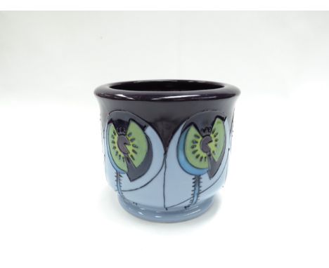 A Moorcroft Cinco blue pattern planter, made in Stoke-on-Trent, 2013