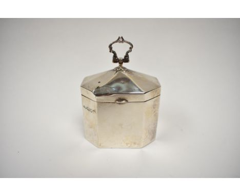 A silver Sibray Hall &amp; Co miniature tea caddy/wafer box, London 1899, dented, 8cm x 7cm x 4.5cm.  101g