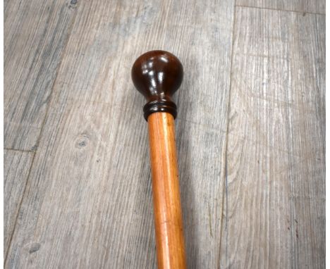 A turned knop handle Malacca walking stick, 95cm long