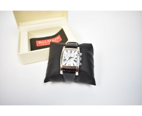 A Balmain Art Deco style stainless steel cased wristwatch, with box