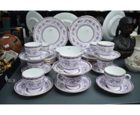 A Dr Christopher Dresser for Foley fine bone china tea service, having gilt egdes and decorated with flying crane patterns on