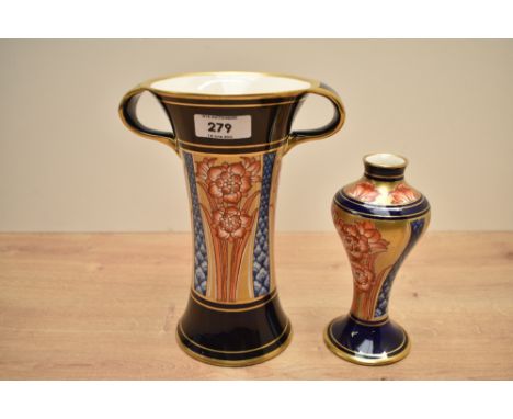 A William Moorcroft for James Macintyre &amp; Co Aurelian ware vase, of flared cylindrical form with two loop handles, decora