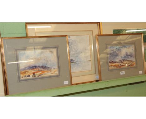 R D MacDonald (20th century) Ben Tianavaig from Sconser, Isle of Skye, signed and inscribed, watercolour; together with two f