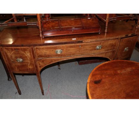 George III mahogany and tulipwood banded bow fronted sideboard 