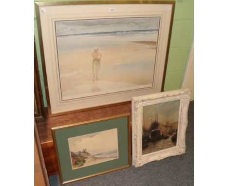 James Herbert Snell, (1861-1935) Coastal view, signed watercolour, 23cm by 31cm; with after Charles Dixon (1873-1934) Thames 