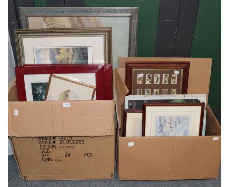 A group of assorted pictures and prints to include: sets of reproduction prints of aviation interest; F. Mills, watercolour s