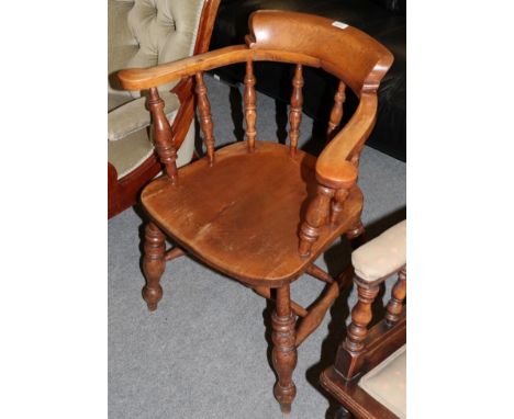 A 19th century ash smoker's bow armchair