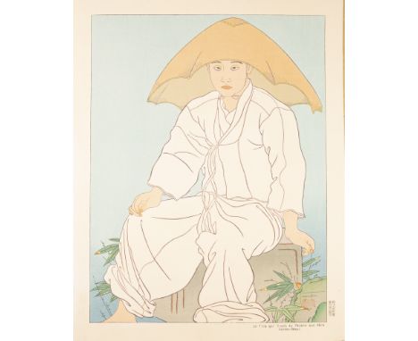 PAUL JACOULET (1896-1960) Le Fils qui Vient de Perdre son Pere. Coree-Seoul. (The Son Who Mourns His Father). Woodblock Print