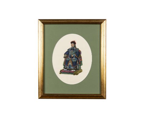 CHINESE SCHOOL (19TH CENTURY) Portrait of an Emperor and EmpressA pair, gouache on paper, the oval 23x 18cm Framed 
