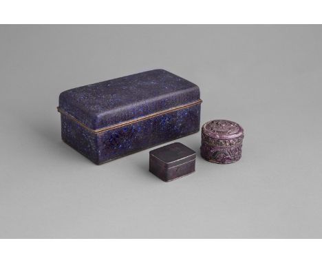 A CLOISSONÉ BOX, a small Chinese silver and enamel circular box, and a small Japanese bronze seal paste box and cover (3).