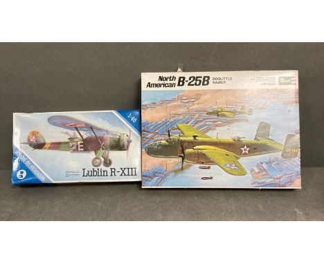 Two model kits, Revell B-25B Doolittle Raider and Lublin R XIII