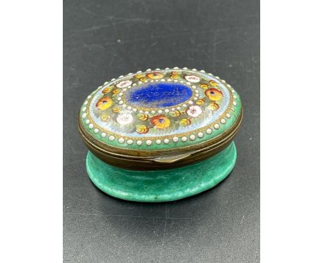 An antique Georgian enamel patch box 'A Friends Gift' 