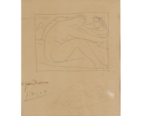 Pablo Picasso (1881-1973), "Deux femmes nues".Eau-forte tirée de Les Métamorphoses d'Ovide éditée chez Albert Skira en 1931, 