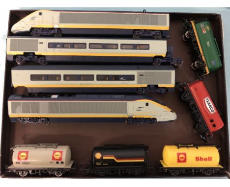 Hornby OO gauge Eurostar and five petrol wagons