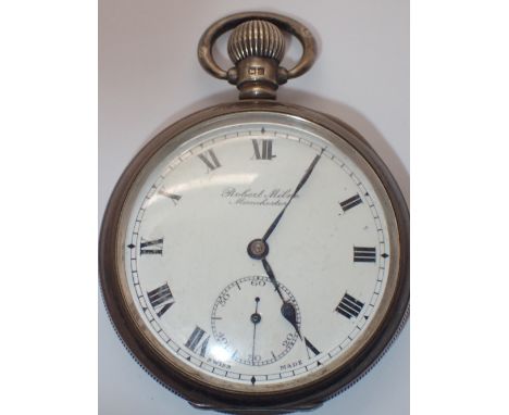 Hallmarked silver pocket watch by Robert Milne of Manchester Birmingham assay Brunner Mond (ICI) inscription CONDITION REPORT