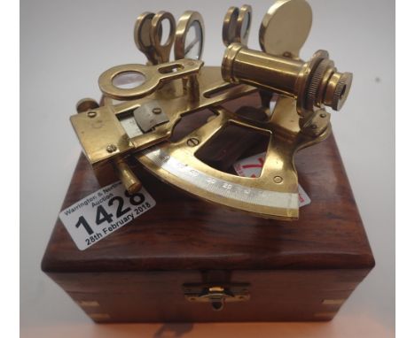 Brass sextant in a hardwood case