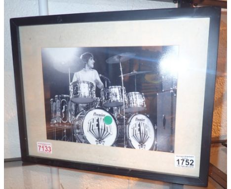 Original framed photograph of Keith Moon of the Who playing the drums (no negative)