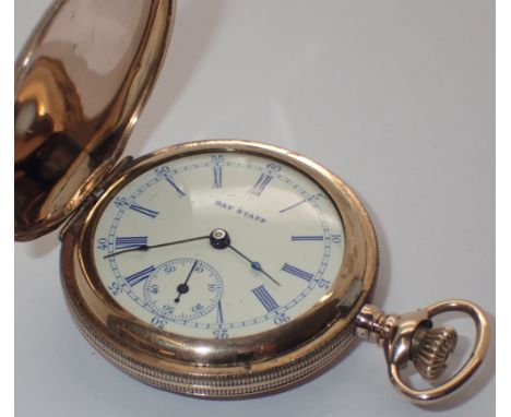 Gold plated crown wind pocket watch by Bay State