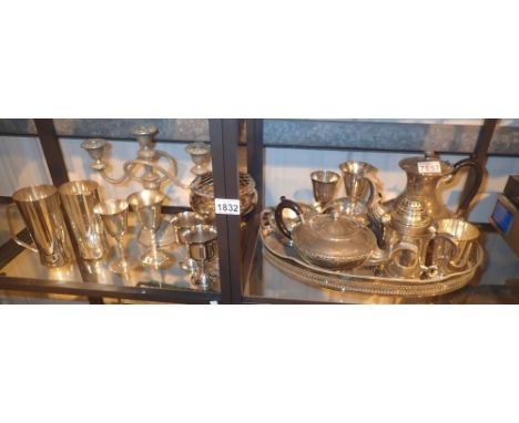 Collection of mixed silver plated items including tea service 