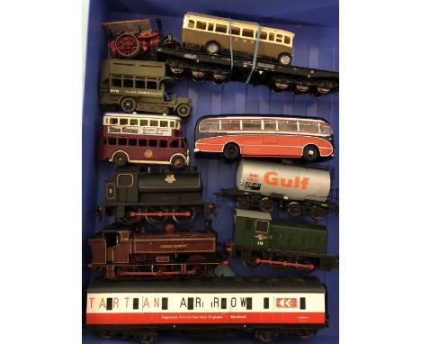 Bachmann OO gauge locomotives and coach and a selection of diecast models