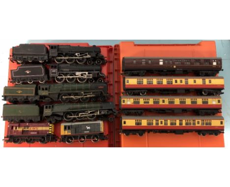 Locomotive and coaches including Hornby Triang covering steam and diesel eras