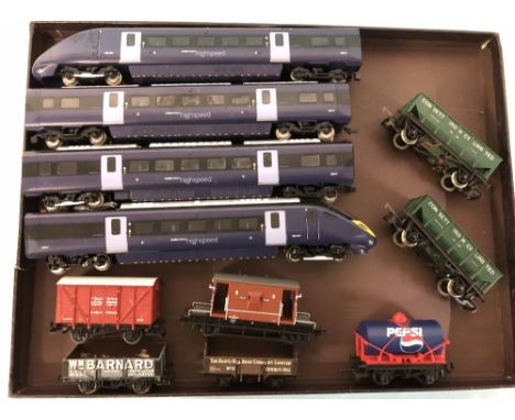 Hornby high speed Javelin EMU and seven assorted freight wagons