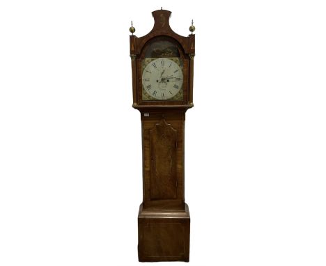 An early 19th century longcase clock by George Bartle of Brig (Lincs) c 1830, Mahogany case with a pagoda pediment in the typ